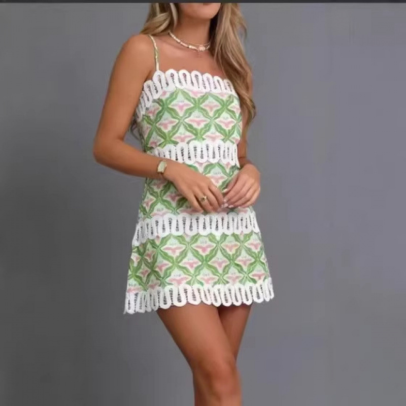 Lace Trim Strapless Linen Midi Dress