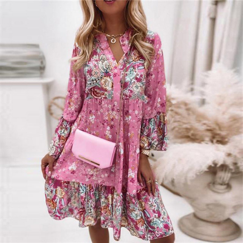Women's Floral Patchwork Layered Mini Dress