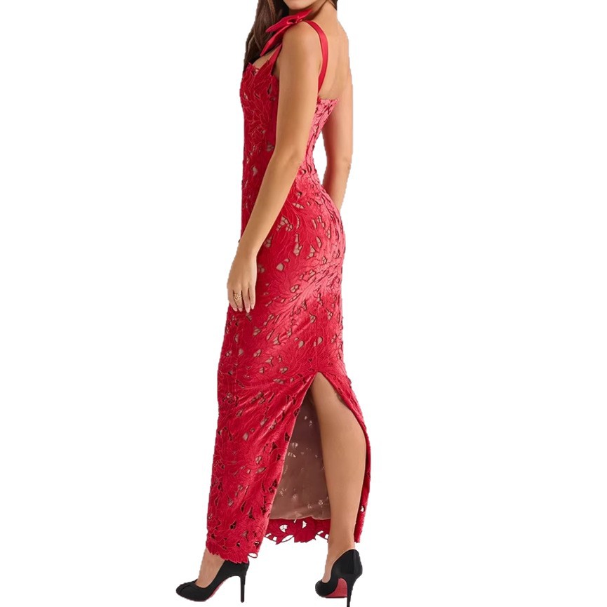 Women's Solid Cutout Bow Bodycon Dress