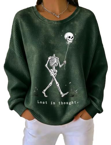 Women's Skull Floral Balloon Print Casual Sweatshirt