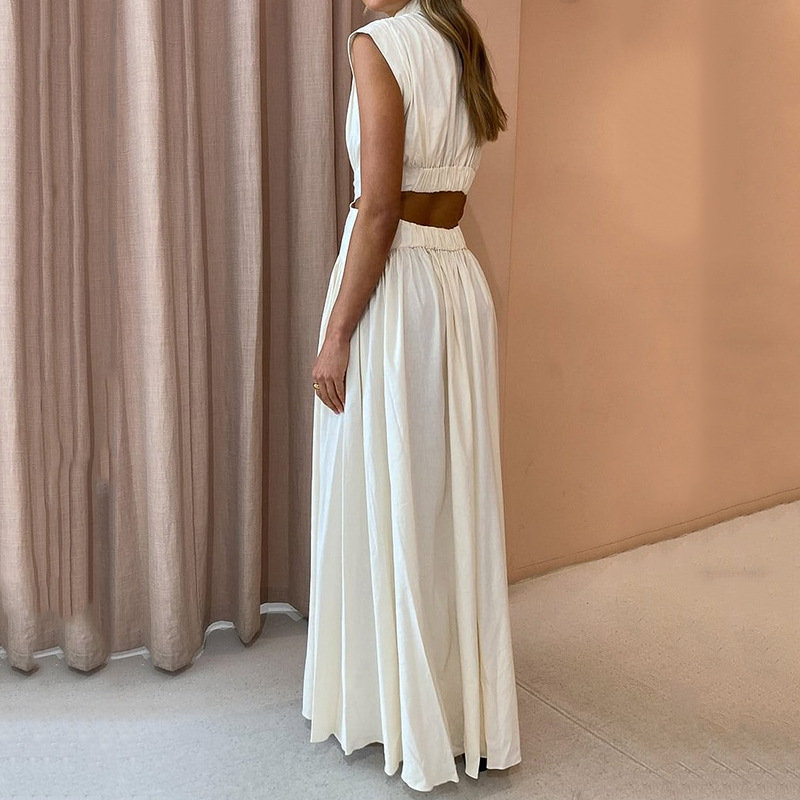 Women's Sleeveless High-Waist Cutout Long Dress
