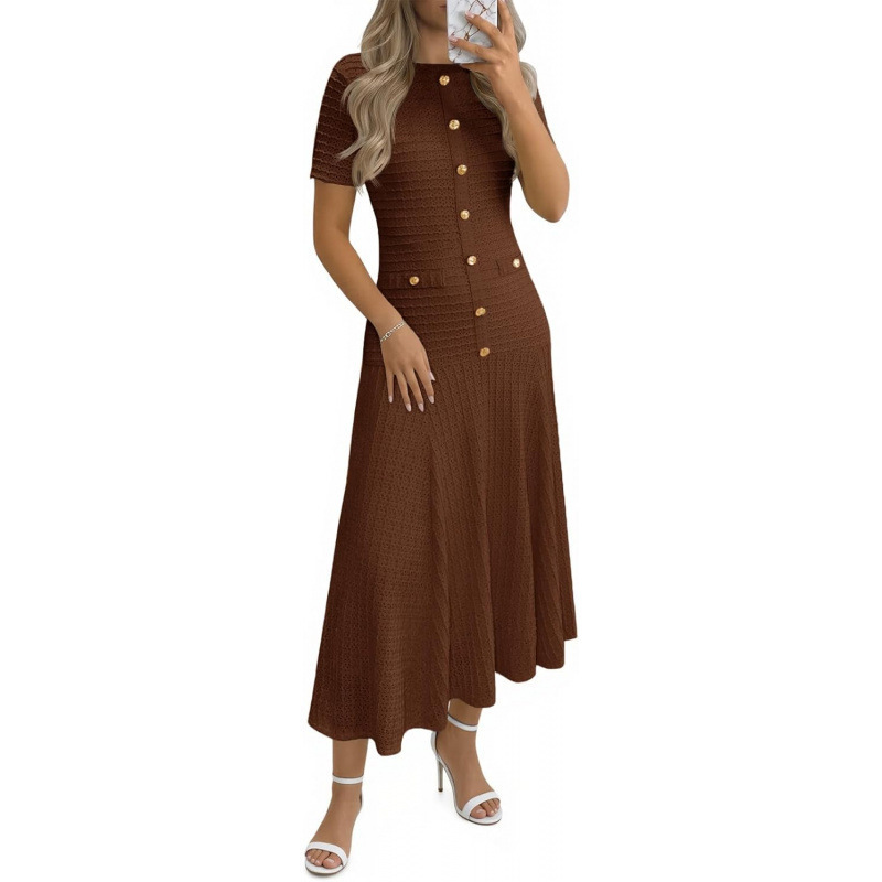 Elegant Solid Short-Sleeve Bodycon Knit Dress