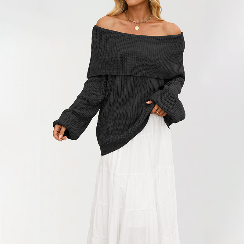 Women's Off-Shoulder Knit Sweater Loose Pullover