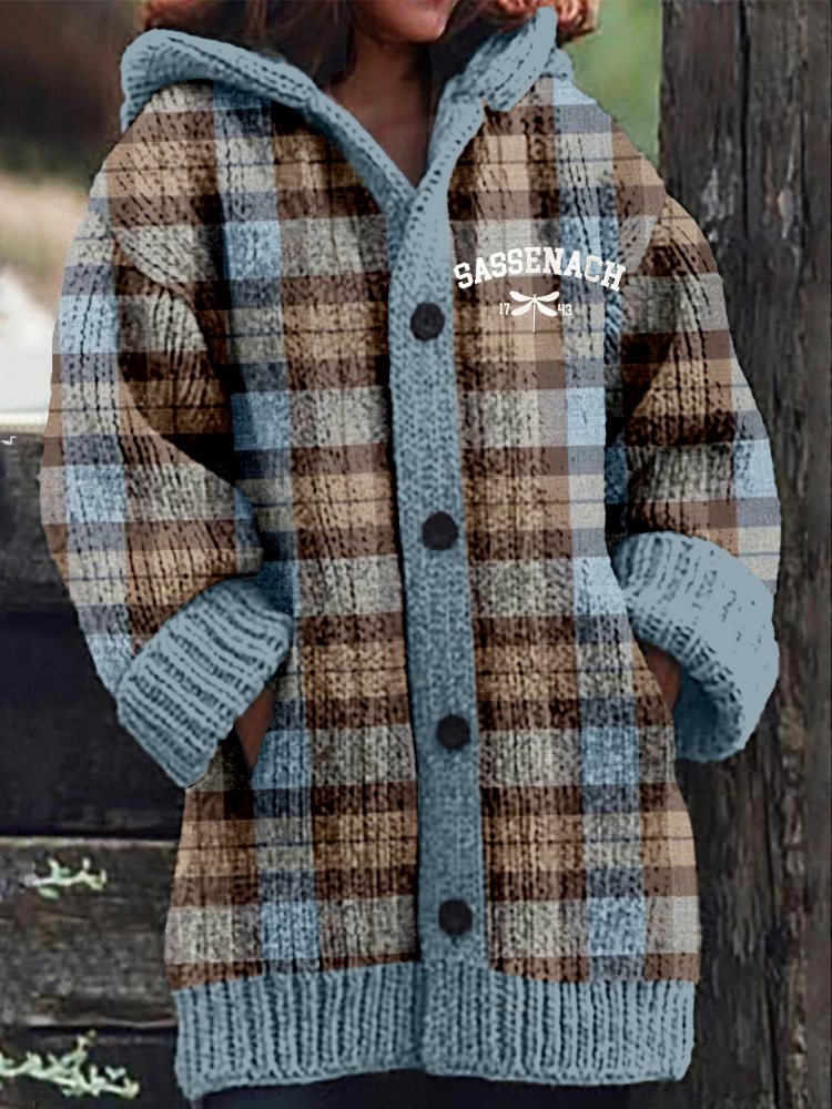 Women's Boho Print Hooded Button Cardigan Sweater