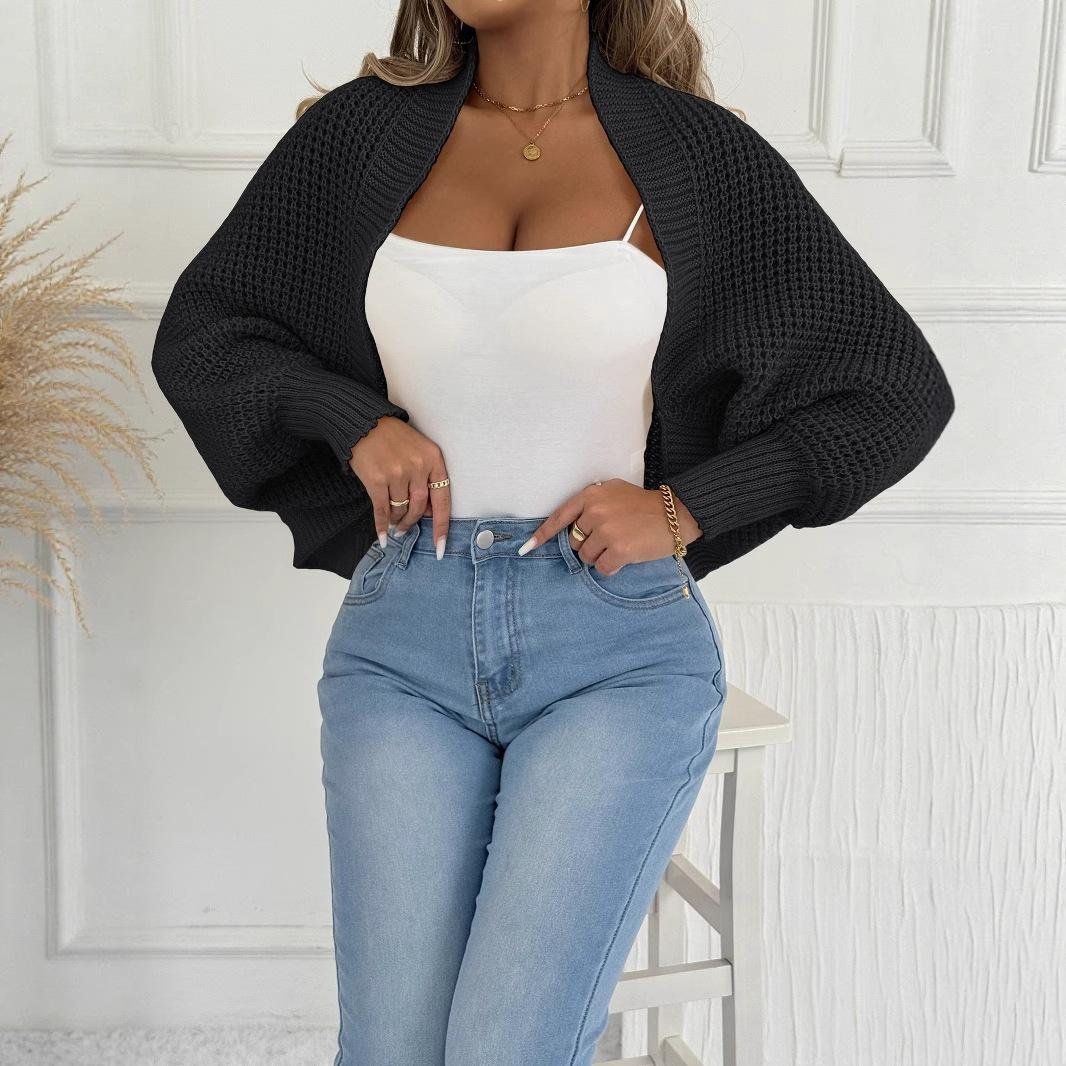 Women's Loose Knit Cardigan Asymmetric Shawl Collarless Long Sleeve