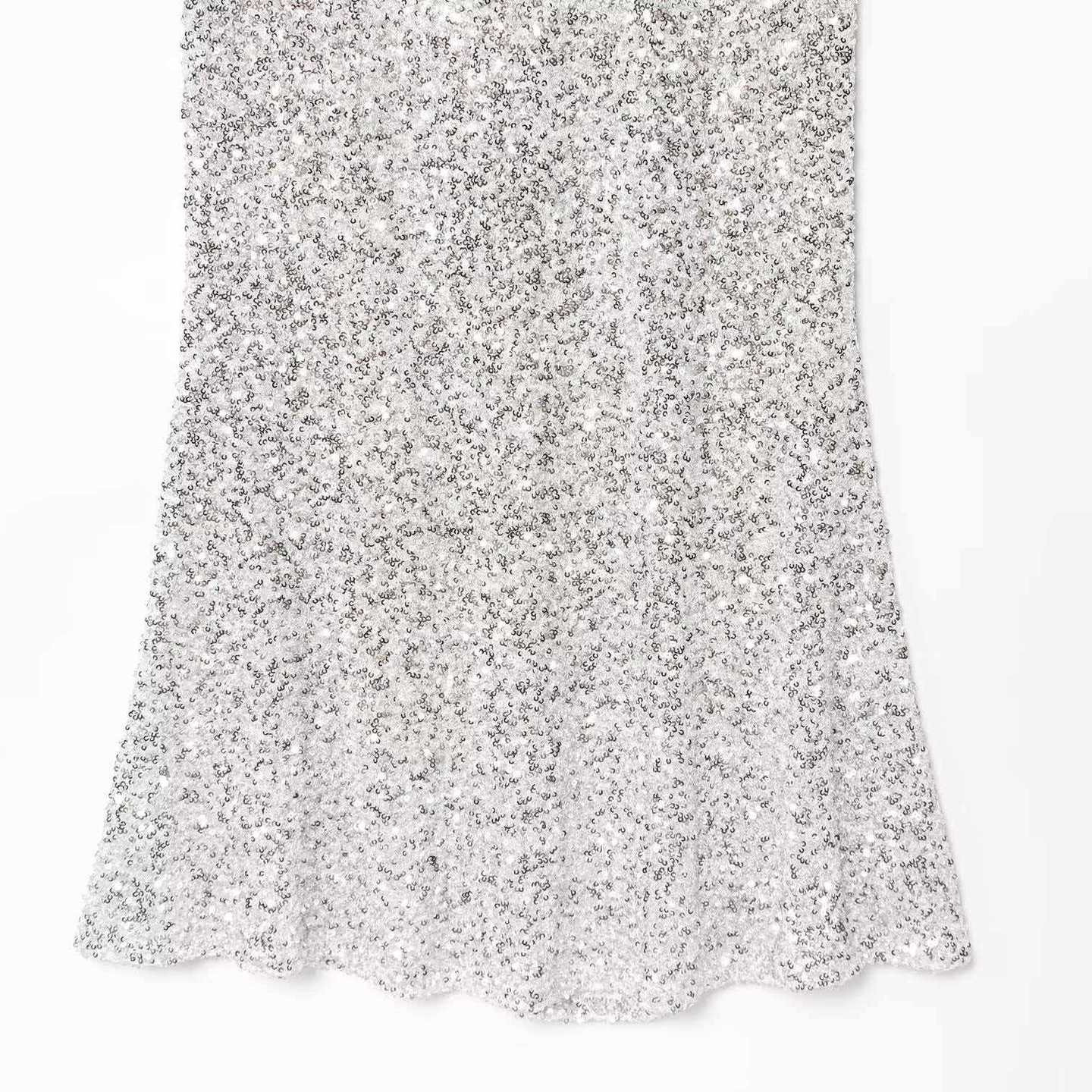 Sequin Cami Bodycon Midi Dress Sleeveless High Waist