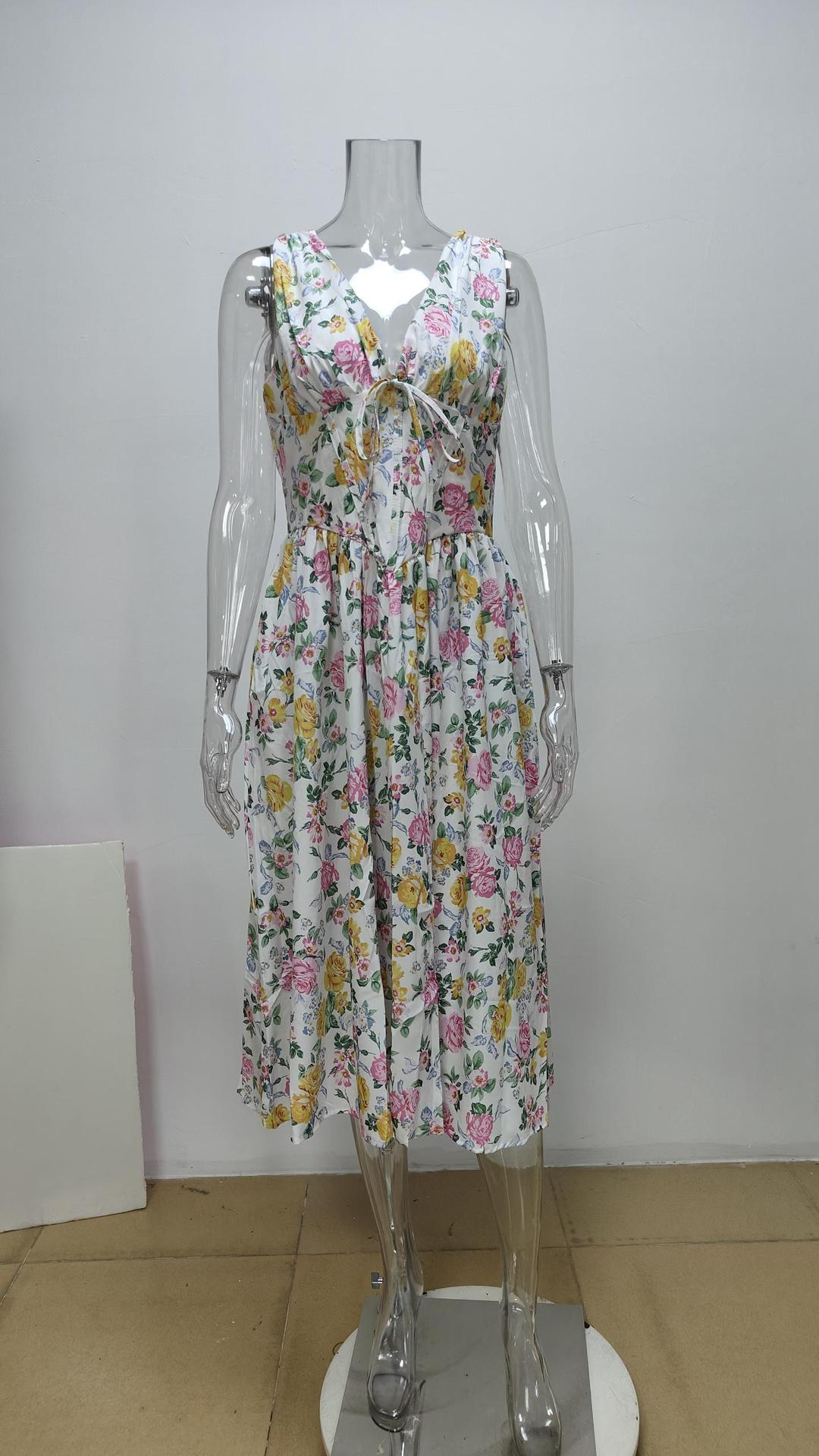 Women's Off-Shoulder Floral Print Cami Maxi Dress with Pleated Details