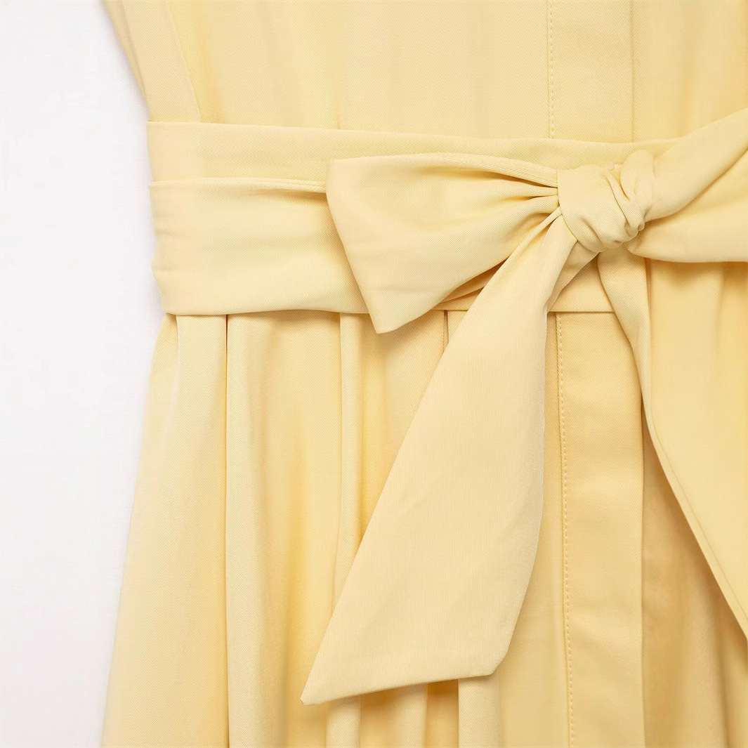 Belted Shirt Dress Long Sleeveless Mesh Polyester