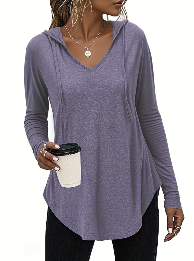 Women's Hooded Long-Sleeve Sweatshirt Top