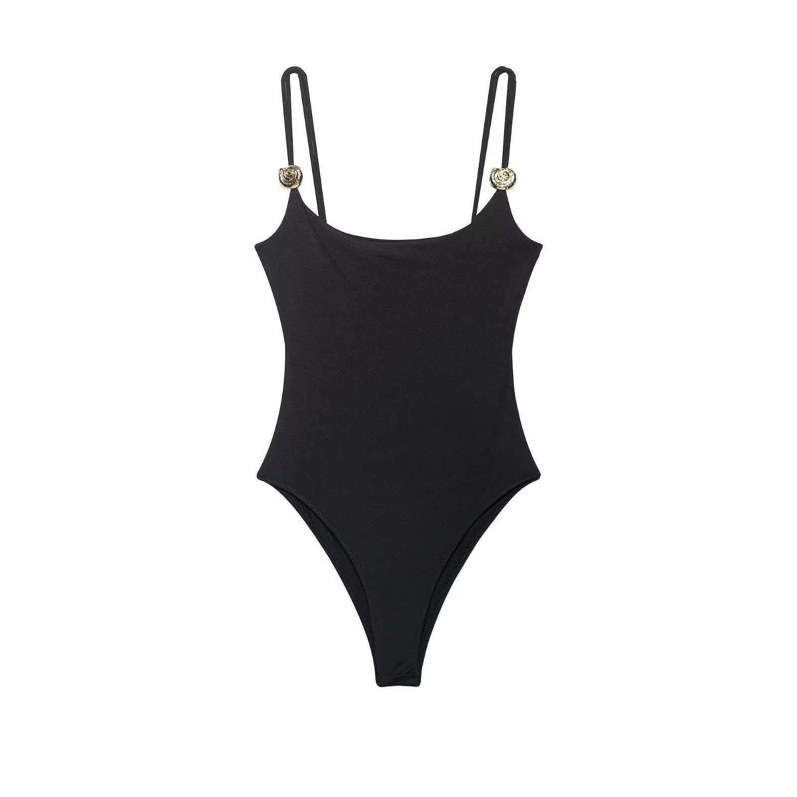Women's Sexy Slim-Fit Metal Buckle Cami Bodysuit