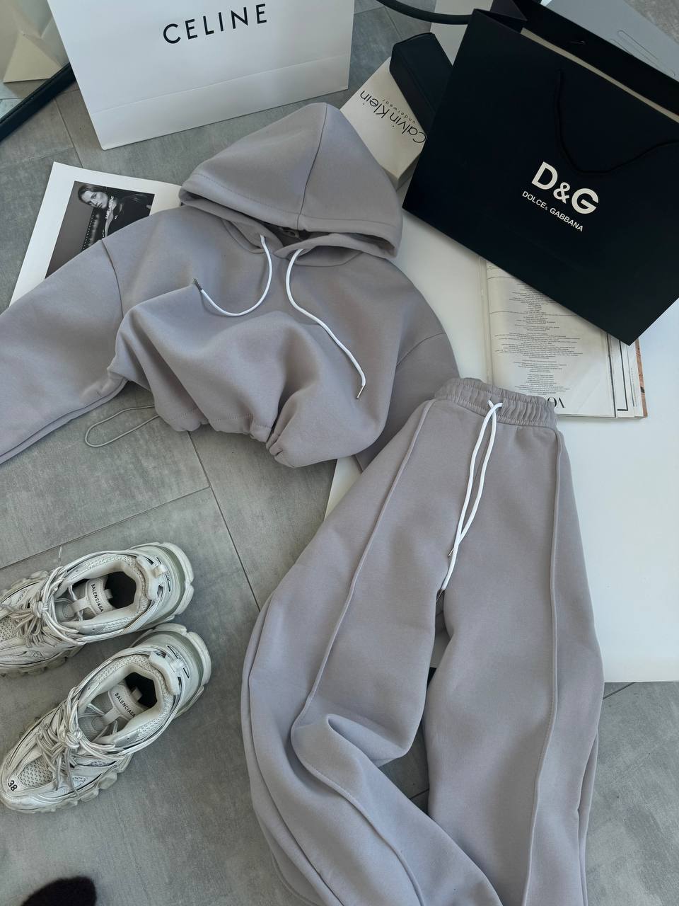 Women's Solid Color Hooded Long Sleeve Sweatshirt and Pants Set