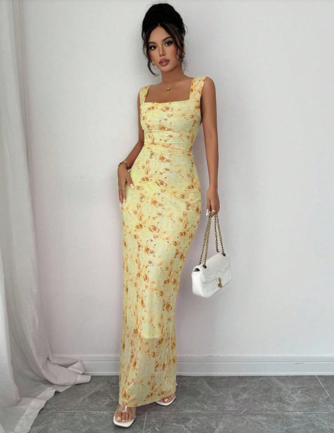 Slim-Fit Floral Print Dress
