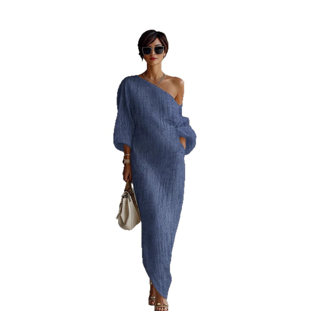 Women's Ivory Cotton-Linen Blend One-Shoulder Midi Dress