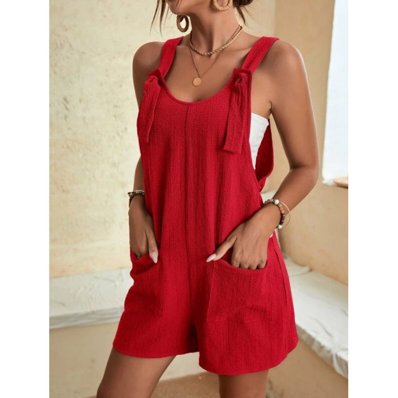 Women's Summer Sleeveless Romper with Straps and Shorts