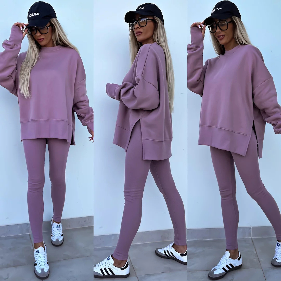 Women's Casual Two-Piece Set Slim Pants and Loose Hoodie
