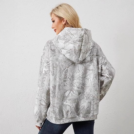 Women's Printed Hooded Pullover Sweatshirt with Pockets