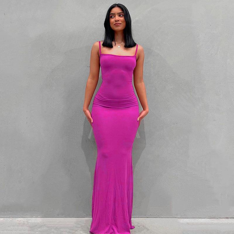 Women's Modal Milk Silk Sleeveless Bodycon Maxi Dress
