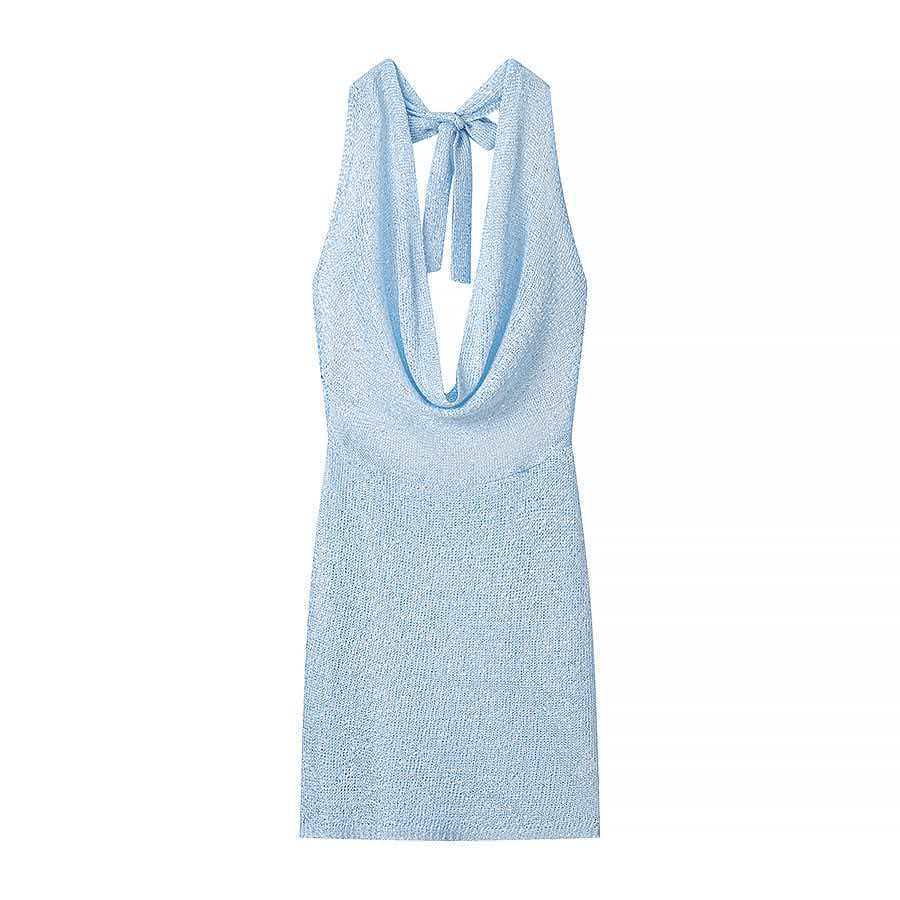 Women's Halter Tie Knit Bodycon Dress
