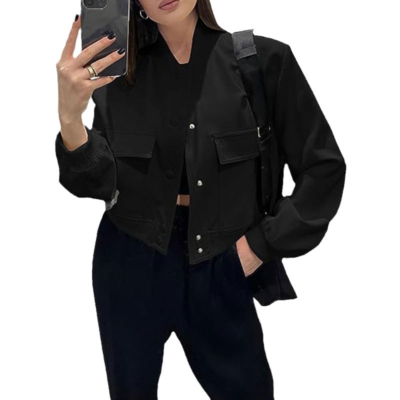 Women's Short Long-Sleeve Button-Front Jacket
