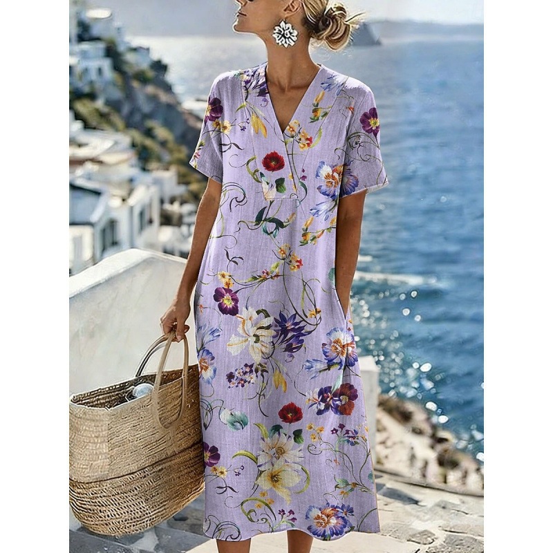 Women's Swirl Polka Dot Print Pleated Midi Dress
