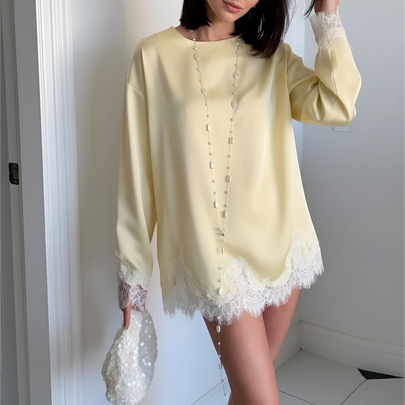 Women's Elegant Solid Lace Spliced Cutout Dress