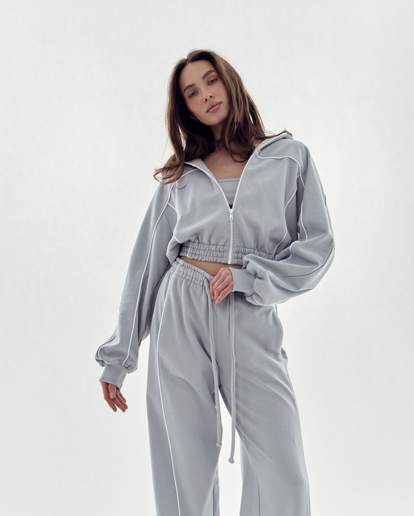 Women's Casual Hooded Zip Cardigan and Pants Two-Piece Set