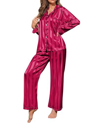 Women's Cuban Collar Striped Print Long Sleeve Top Set