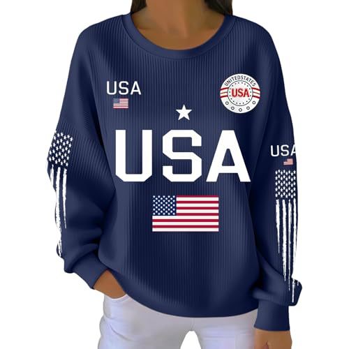 Women's American Flag Star Print Sweatshirt