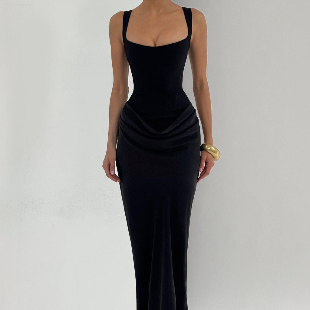 Women's Sleeveless Bodycon Maxi Dress with Corset Detail