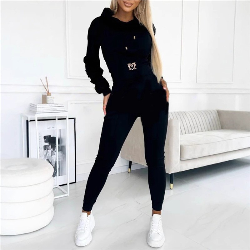 Women's Cinched Waist Hoodie and Pants Set Casual Sporty Two-Piece