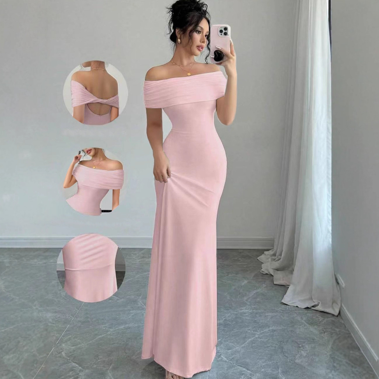 Sleeveless Off-Shoulder Bodycon Dress