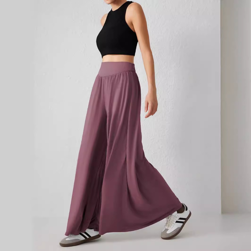 Women's High-Waist Wide-Leg Dance Pants Draped Casual Trousers