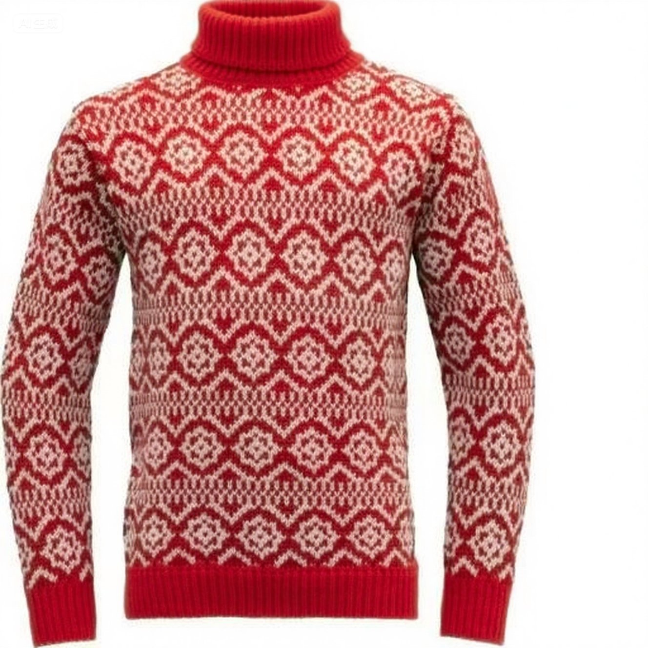 Men's Retro Argyle Turtleneck Sweater Loose Fit Pullover Knit