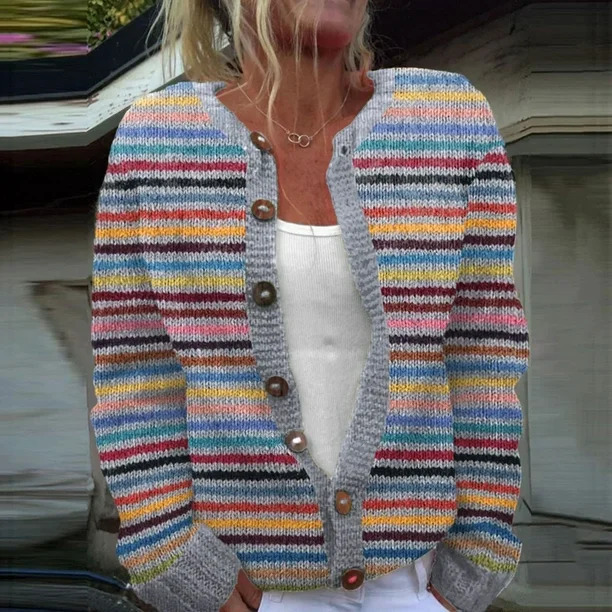 Women's Tribal Totem Print Button Cardigan Sweater