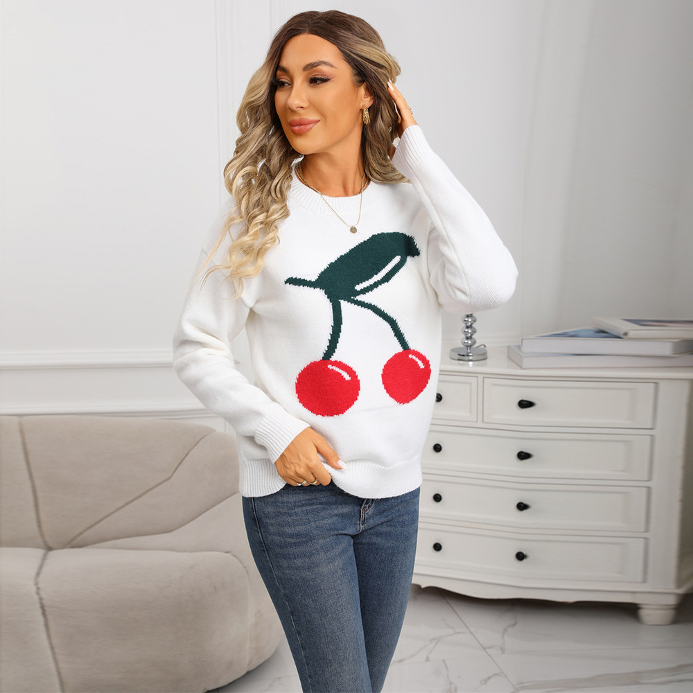 Cute Cherry Knit Pullover Sweater