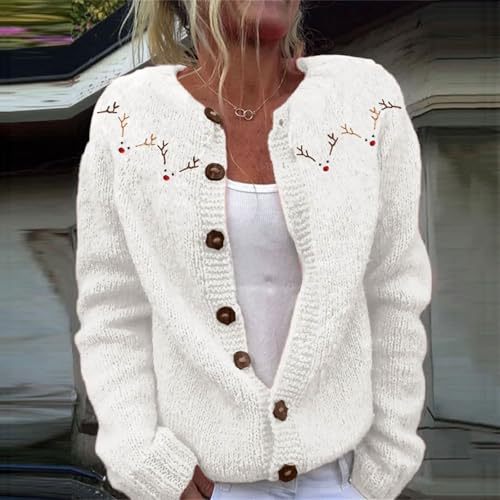 Women's Winter Forest Snowman Print Button Cardigan Sweater