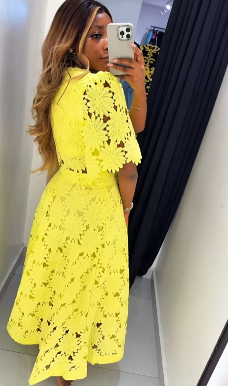 Women's French-Style Cutout Top and Skirt Two-Piece Set