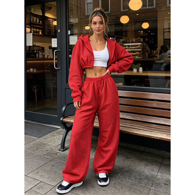 Women's Long Sleeve Zip-Up Sweatsuit 2-Piece Set