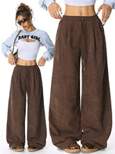 Women's High-Waist Drawstring Wide-Leg Pants Relaxed Drapey Casual