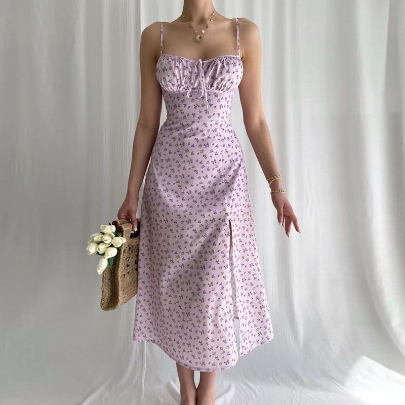 Floral Print Sleeveless Slit Cami Dress