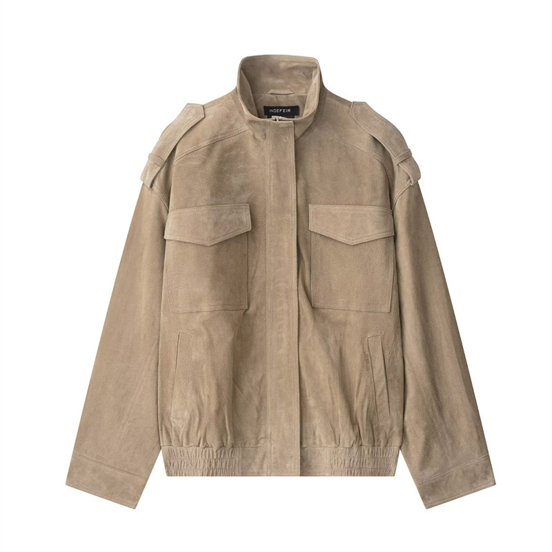 Suede-Texture Faux Leather Jacket for Women