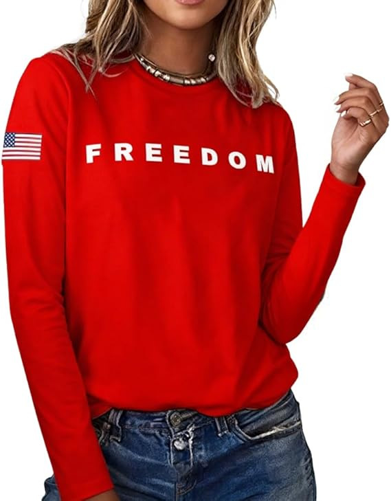 Women's Freedom American Print Crewneck Sweatshirt
