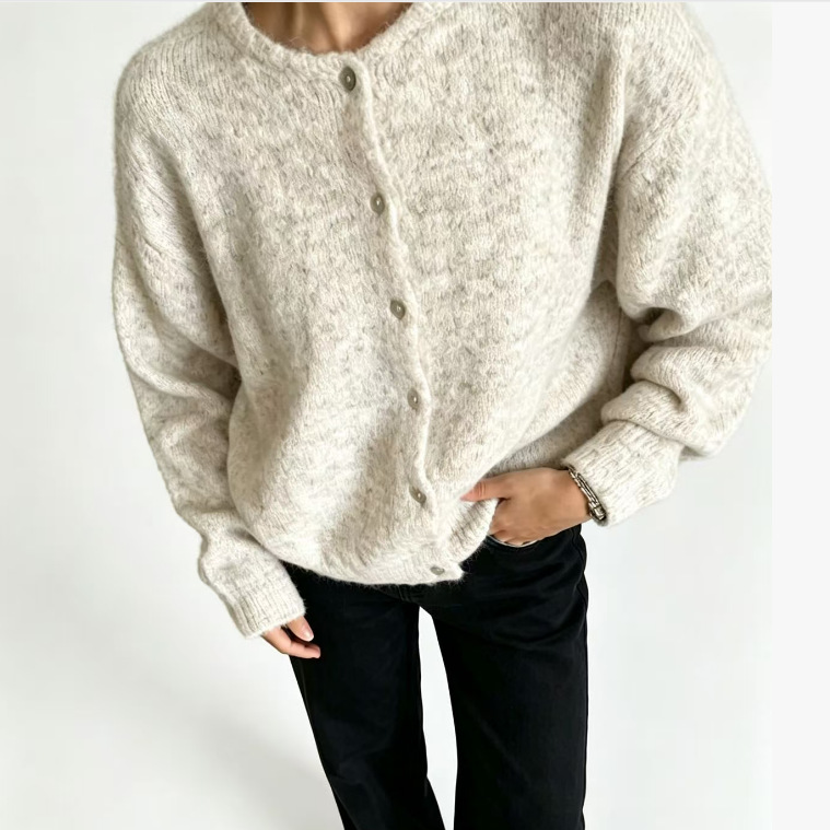 Soft Knit Cardigan with Vintage Shell Buttons