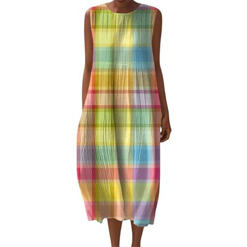 Women's Vintage Floral Print Sleeveless Midi Dress