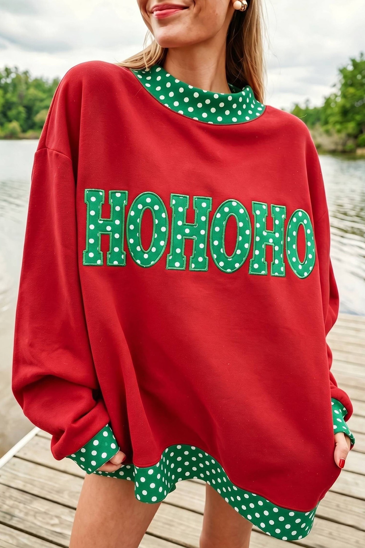 Retro Women's Colorblock Raglan Sleeve Midi Sweatshirt Red Plaid White
