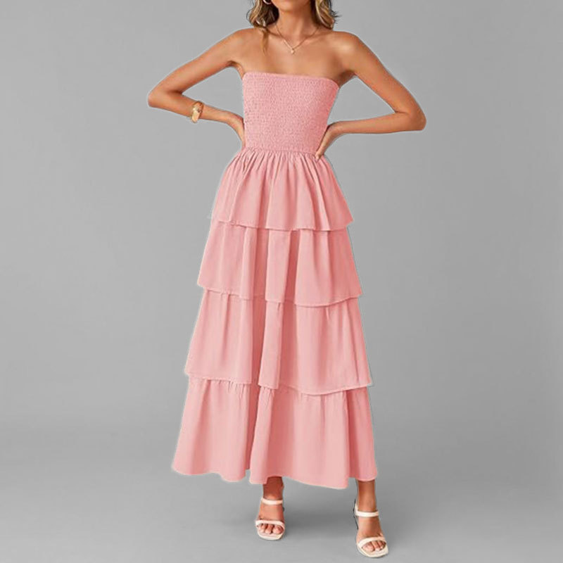 Women's Elegant Spaghetti Strap Open Back Slit Dress