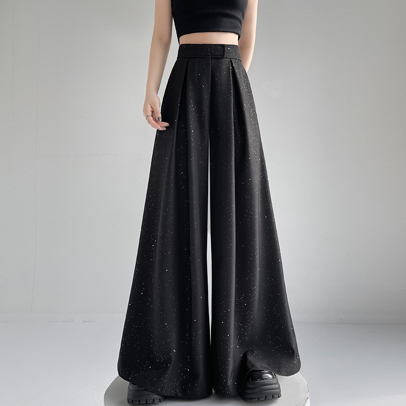 Sequin Wide-Leg High-Waist Long Pants for Women