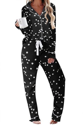 Women's Cuban Collar Star Floral Print Long Sleeve Shirt Set