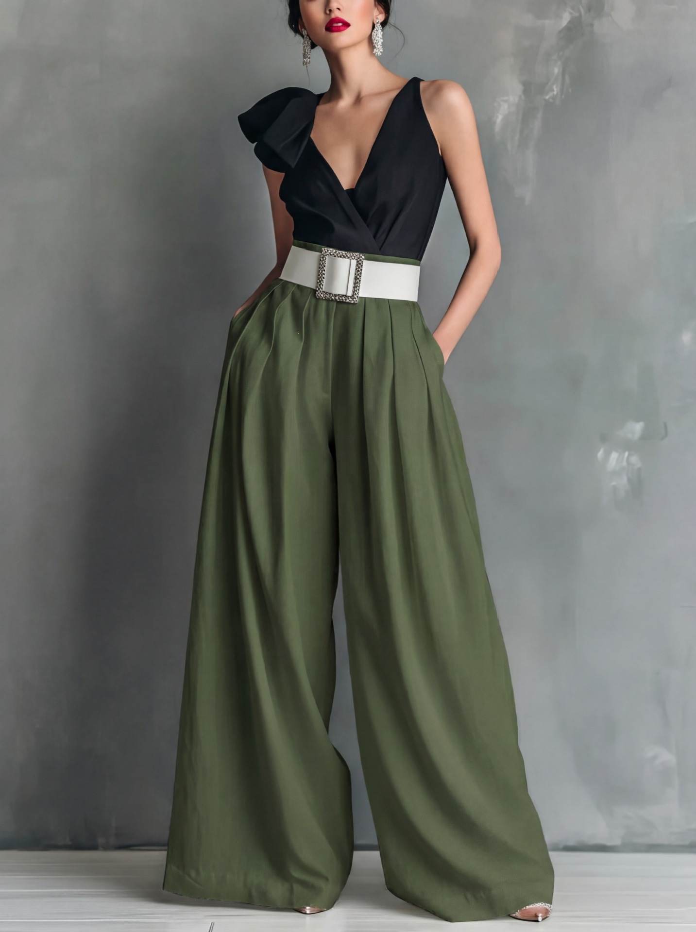 High-Waist Loose Straight-Leg Solid Color Pants for Work and Casual Wear, 10 Colors