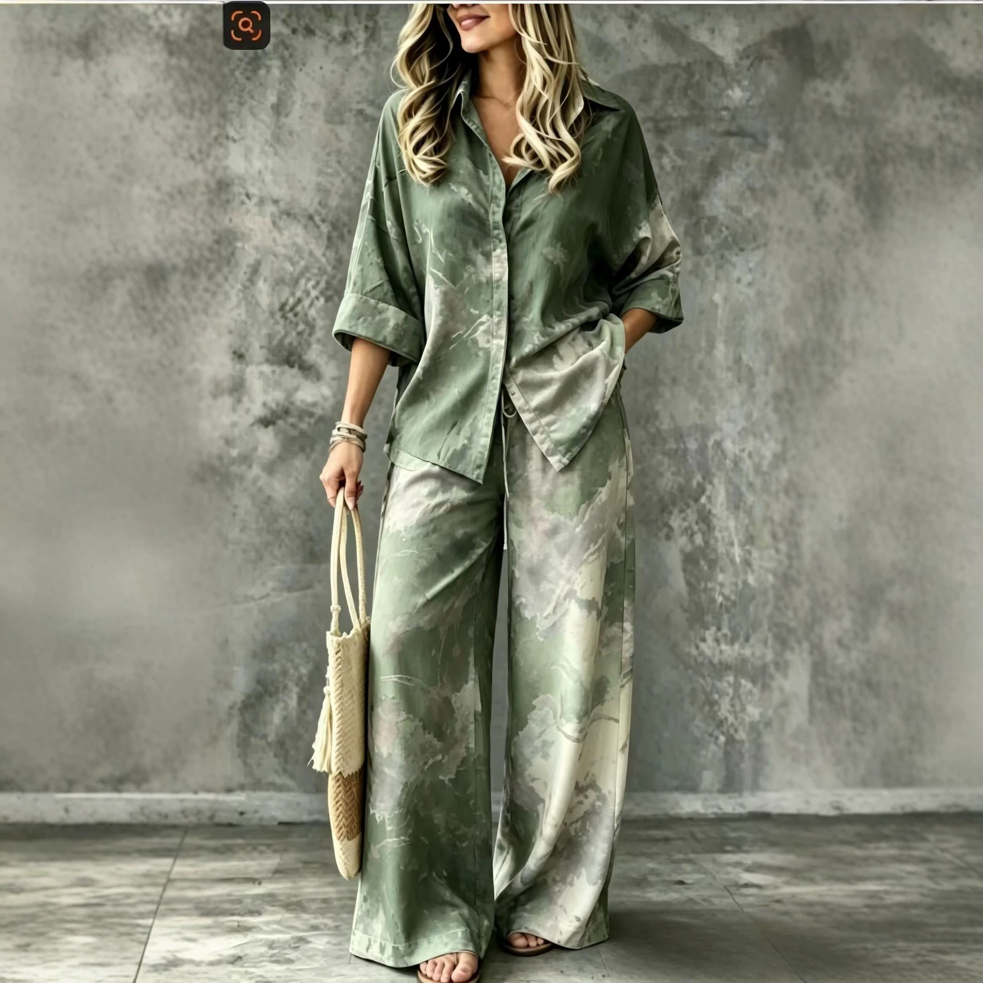Women's Digital Print Shirt and Pants Set